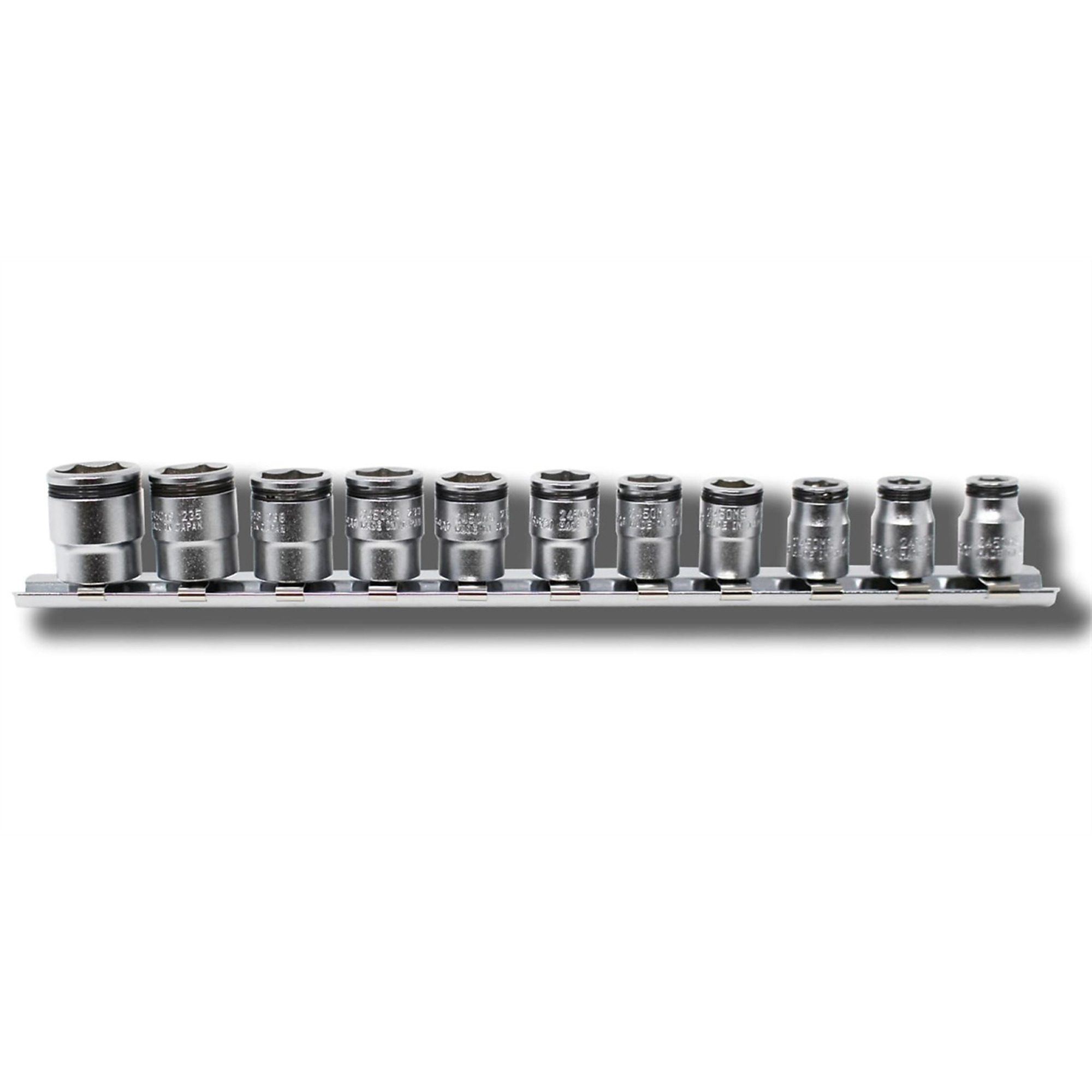 Ko-ken USA 1/4in. Sq. Dr. Short Nut Grip Socket Set — 5-14mm, 11 Pcs, Model# KKNRS2450MS-11